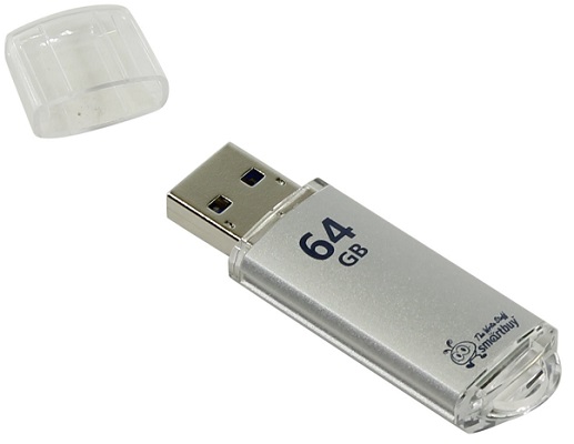 Внешний накопитель 64Gb USB Drive <USB3.0> Smartbuy V-Cut Silver (SB64GBVC-S3)