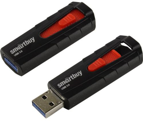 Внешний накопитель 64Gb USB Drive <USB3.0> Smartbuy IRON Black/Red (SB64GBIR-B3)