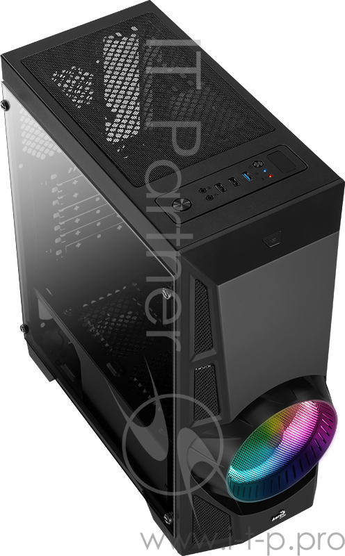 Корпус Aerocool AeroEngine RGB Tempered Glass , ATX, без БП, окно из закаленного стекла, 195x471x447мм (ШxГxВ), USB3.0 x1, USB2.0 x2, 14 режимов подсв