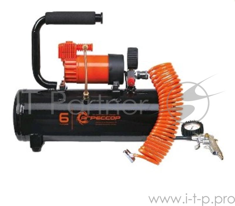АГРЕССОР (AGR-6LT) Компрессор металлический, ресивер 6л., 12V, 180W, шланг 10м.(Компрессор АГРЕССОР, металлический, ресивер 6л., 12V, 180W, шланг 10м.,