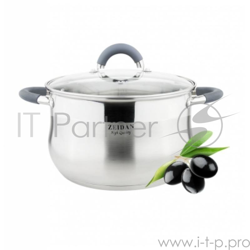 ZEIDAN Z-50251 3,0л Кастрюля со стеклянной крышкой - 3,0 л (д.18х11.5 см), нерж.сталь, внутренняя - матовая полировка, снаружи - комбинированная полировка, шкала литража, ручки с силиконовым покрытием, КАПСУЛИРОВАННОЕ ДНО, ПОДАРОЧНАЯ УПАКОВКА С ПЛАСТ