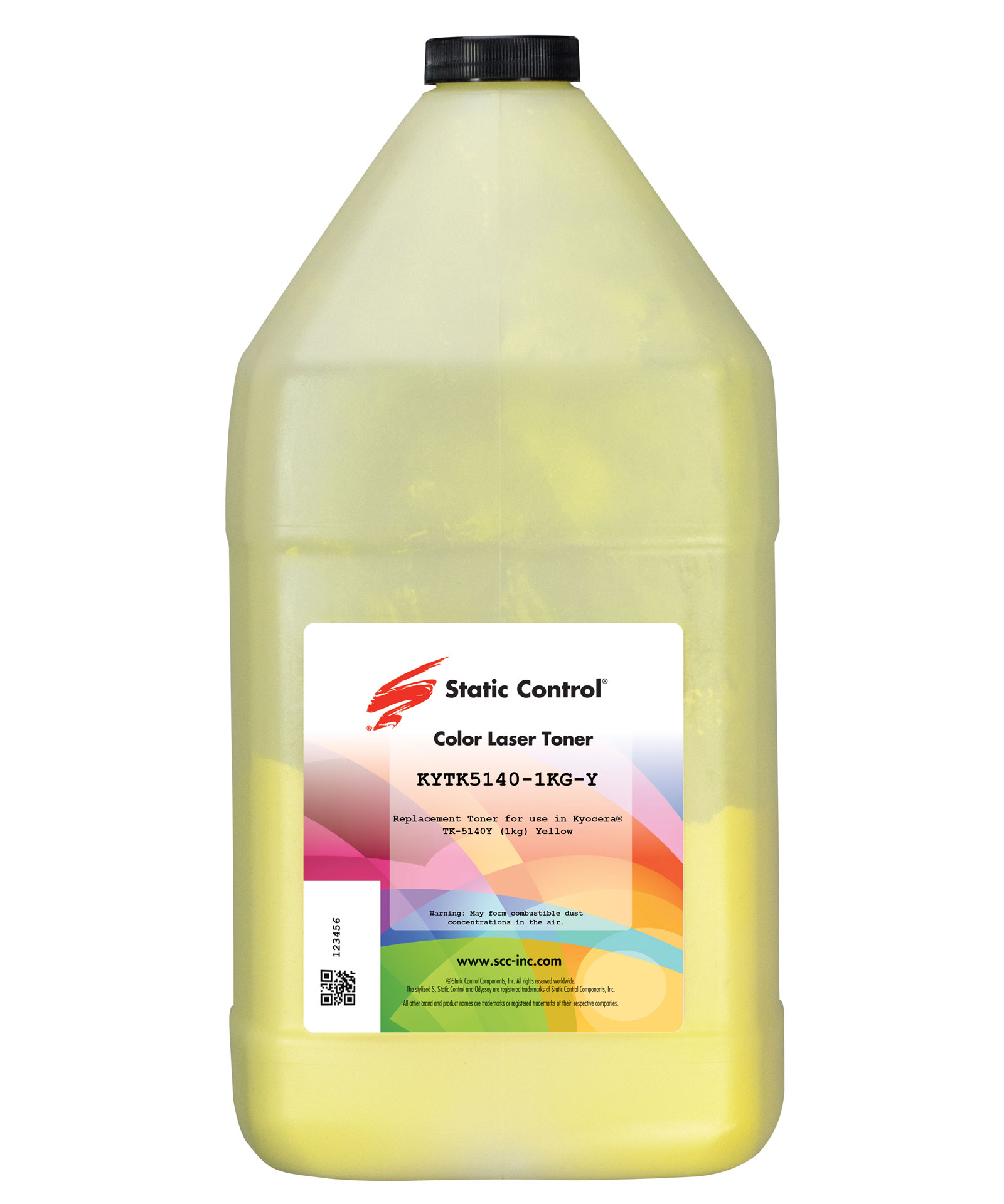 Тонер Static Control KYTK5140-1KG-Y желтый флакон 1000гр. для принтера Kyocera EcoSys-M6030, Kyocera EcoSys-M6530, Kyocera EcoSys-P6130, Kyocera EcoSys-M6035, Kyocera EcoSys-M6535, Kyocera EcoSys-P6035