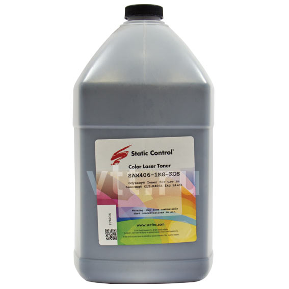 Тонер Static Control SAM406-1KG-KOS черный флакон 1000гр. для принтера Samsung CLP-360/CLX-3300