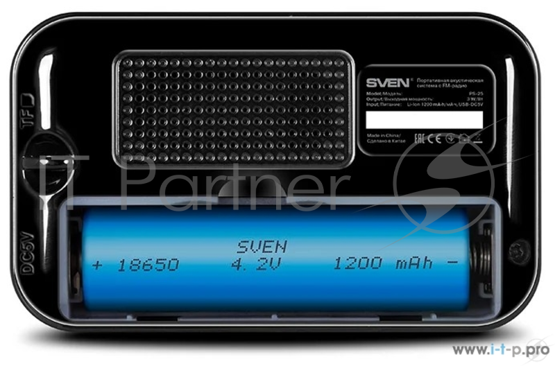 SVEN PS-25, черный (3 Вт, FM-тюнер, USB, microSD, LED-дисплей,