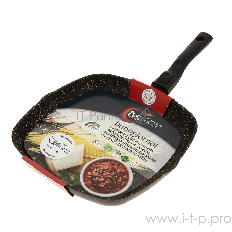 Сковорода Гриль, TVS, BUONGIORNO, 28X28 см, съемная ручка