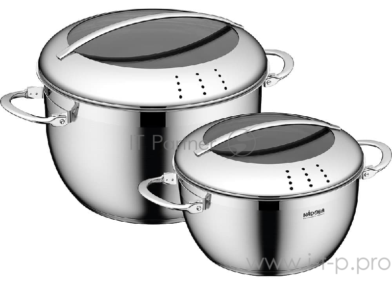 Набор кастрюль со стеклянными крыш-ками, 4 пр., малый, NADOBA, серия MARUSKA