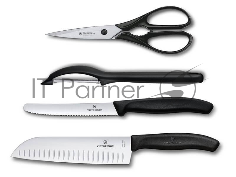 Набор ножей кухон. Victorinox Swiss Classic Kitchen (6.7133.4G) компл.:4шт черный подар.коробка