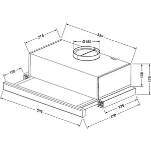 Встраиваемая вытяжка MONSHER TELE II 60 W с выдвижной кареткой, ширина 60 см, отвод/рециркуляция, 480 м3/час, механическое управление, 2 скорости, светодиодное освещение 2х3 Вт, металлические жироулавливающие фильтры, угольный фильтр (опция),