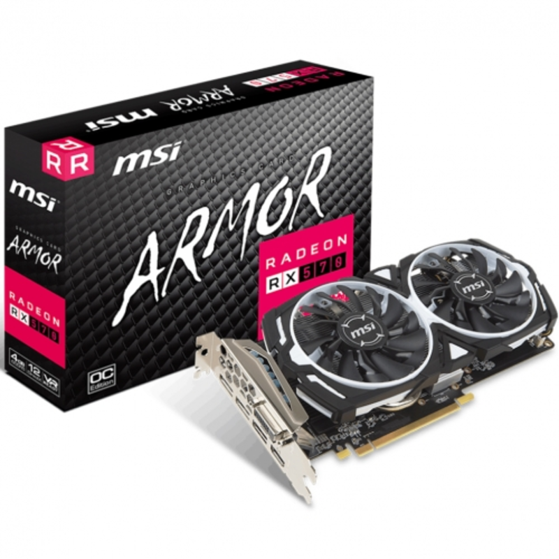 Видеокарта MSI PCI-E (RX 570 ARMOR 4G) AMD RX570 4096Mb 256b GDDR5 1268/7000 DVIx1/HDMIx1/DPx3/HDCP Видеоускоритель RX Radeon ™ 570 Интерфейс PCI Express x16 ядро Имя Polaris 20 XL Сердечники 2048 Units 1268 МГц Память 7000 МГц Память 4GB GDDR5 Шина