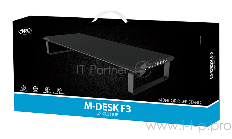 Подставка-стол DEEPCOOL M-DESK F3 USB3.0 HUB (6шт/кор, Power Button/Audio Output/Mic Input/4шт USB-A3.0, черный) Retail box