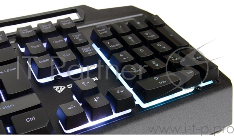 Клавиатура игровая QCYBER IRON SKILL (QC-03-008DV03) RGB подсветка, металл. корпус, подсветка двух шрифтов, держатель для телефона, тканевый кабель.
