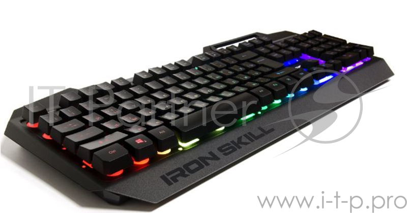 Клавиатура игровая QCYBER IRON SKILL (QC-03-008DV03) RGB подсветка, металл. корпус, подсветка двух шрифтов, держатель для телефона, тканевый кабель.