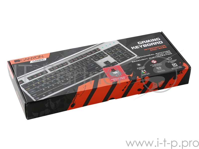 Игровая клавиатура CANYON Interceptor CND-SKB8-RU серая (Outemu blue swithes, USB, RGB подсветка, SXCNDSKB8RU)