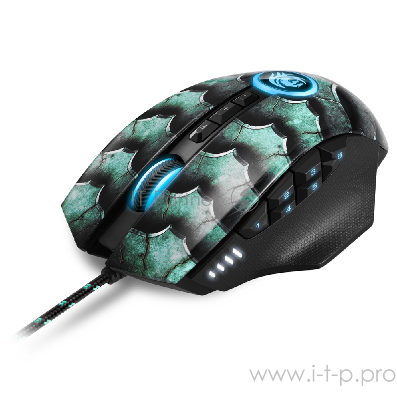 Игровая мышь Sharkoon Drakonia II Green (12 кнопок, 15000 dpi, USB, RGB подсветка)