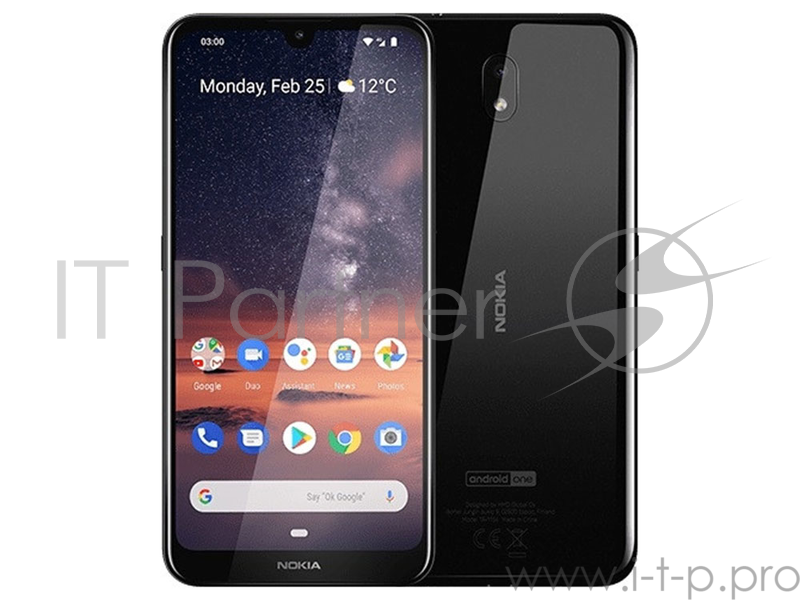 Смартфон Nokia NOKIA 3.2 DS TA-1156 BLACK, 6.26'' 19:9 1520x720, 2.0GHz, 4 Core, 2GB RAM, 16GB, up to 400GB flash, 13Mpix/5Mpix, 2 Sim, 2G, 3G, LTE, BT v4.2, Wi-Fi, GPS / AGPS, GLONASS, Beidou, Micro-USB, 4000mAh, Android 9 Pie, 181g, 159,44x76,24x8,