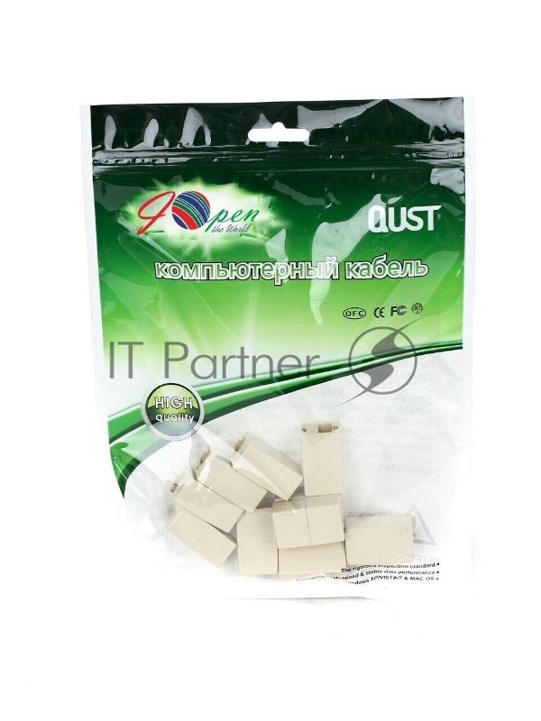 Проходной адаптер RJ-45, категория 5e (8P8C), 2 розетки RJ-45, Aopen, 10 шт в упаковке (ACT251)