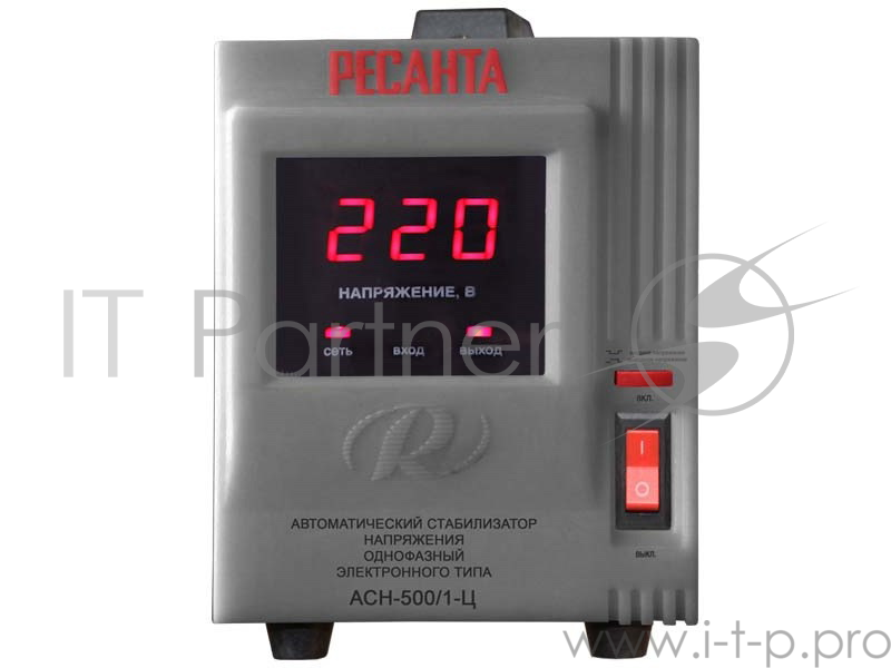 Ресанта Стабилизаторы напряжения Ресанта АСН- 500/1-Ц 63/6/1 Стабилизатор {220В±8%, Габариты 212х110х134, Вес 3 кг}