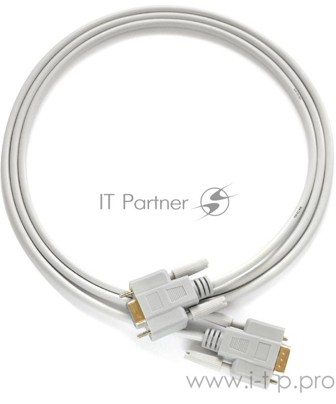 Кабель Greenconnect 15.0m 0-модемный COM, DB9/DB9 9M/9M, серый, 30 AWG, GCR-DB902-15m