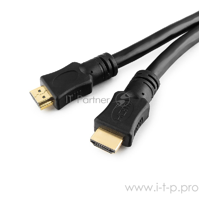 Кабель HDMI Gembird, 20м, v1.4, 19M/19M, черный, позол.раз., экран, пакет, CC-HDMI4-20M