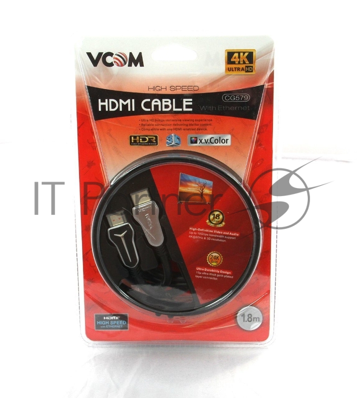 Кабель HDMI 19M/M,ver. 2.0, 4K@60 Hz 1.8m VCOM <CG579-1.8M>