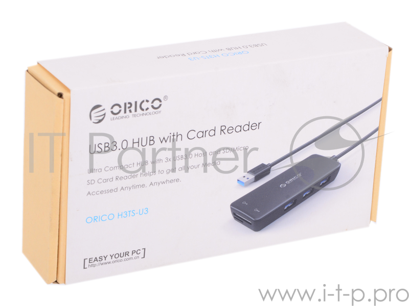 Концентратор USB Orico H3TS-U3 (черный) USB 3.0 x 3, 5 Гбит/сек, cardreader SD&TF