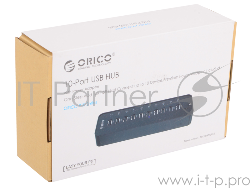 Концентратор USB Orico P10-U3 (черный) USB 3.0 x 10, адаптер питания