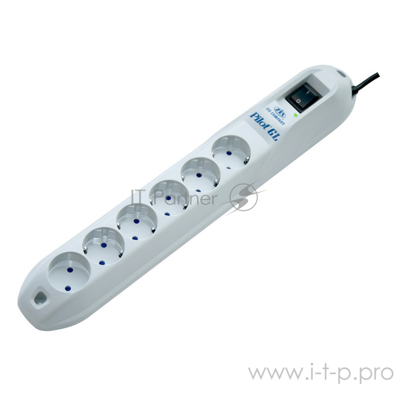 Сетевой фильтр Pilot GL 6 розеток (5 евро + 1 без заземления) 3 м Surge protector Pilot GL 6 outlets (5 euro + 1 without ground) 10A / 2.2kVt, 3m