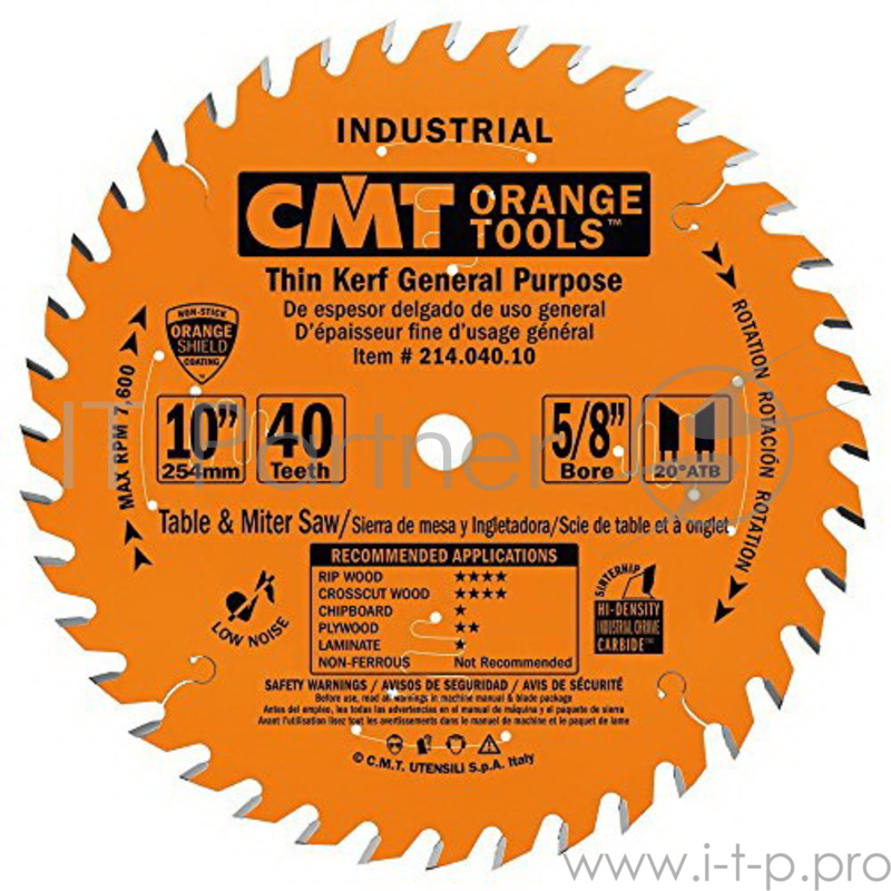 Круг пильный твердосплавный CMT 272.165.36H 165X20(+15.87)X1.7/1.1 20° 10° ATB + 8° SHEAR Z=36