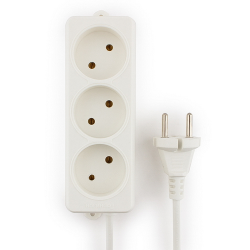 Сетевые фильтры Gembird Удлинитель Гарнизон EL-NL3-W-2, 3 розетки допустимый ток 10А, длина 2м.