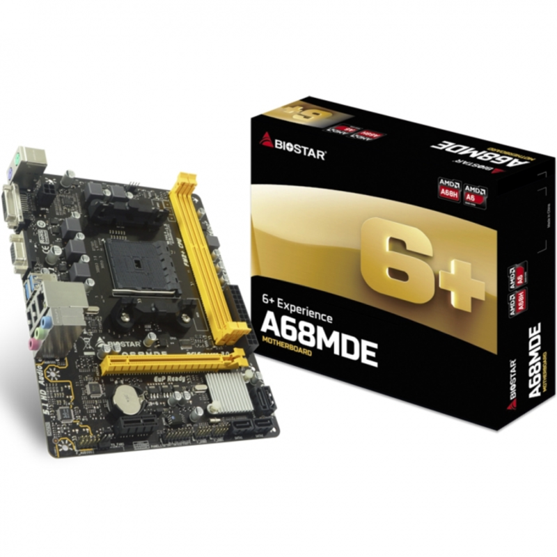 Материнская плата A68MDE, Socket FM2+, AMD A68H, 2xDDR3-2667, D-SUB+DVI-D, 1xPCI-Ex16, 1xPCI-Ex1, 4xSATA3(RAID 0/1/10), 8 Ch Audio, GLan, (2+4)xUSB2.0, (2+0)xUSB3.1, 2xPS/2, mATX, RTL, {20}