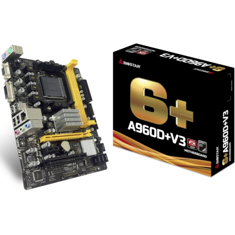 Материнская плата A960D+V3, Socket AM3+, AMD 760G+SB710, 2xDDR3-1333, D-SUB+DVI-D, 1xPCI-Ex16, 1xPCI-Ex1, 1xPCI, 4xSATA2(RAID 0/1/10), 1xIDE, 6 Ch Audio, GLan, (4+4)xUSB2.0, 2xPS/2, mATX, RTL, {20}
