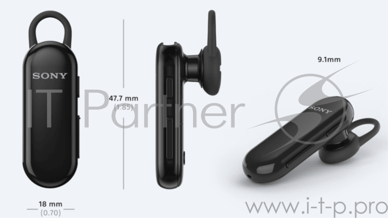 Стереогарнитура Sony Черная компактная моно bluetooth гарнитура с разъемом Type-C, поддержкой Google Assistant и Siri