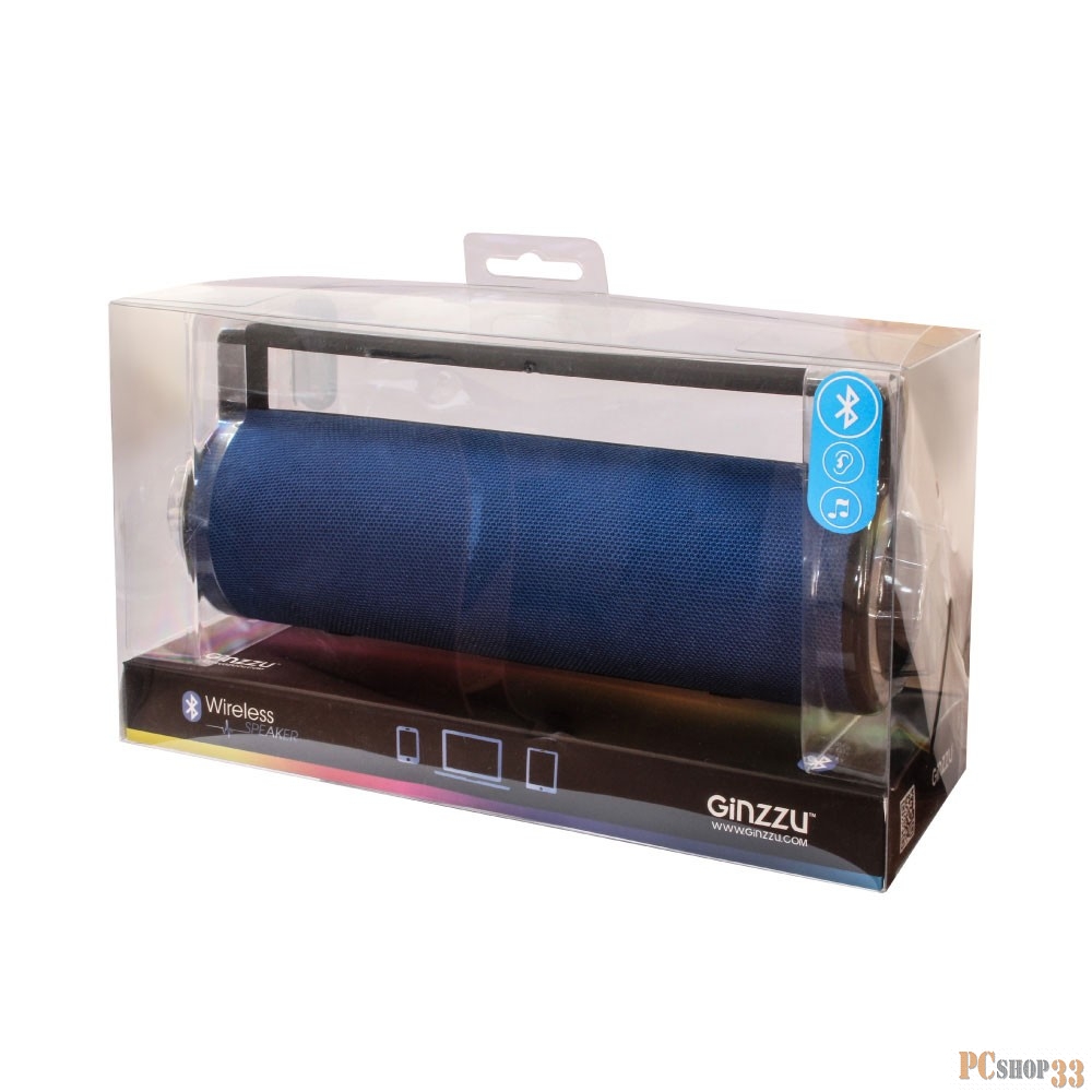 Ginzzu GM-890C, BT-Колонка 2x3W/AUX, синяя