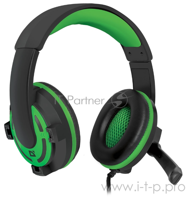 Игровая гарнитура Defender Warhead чёрно-зелёная (40 м, ПУ, G-300)