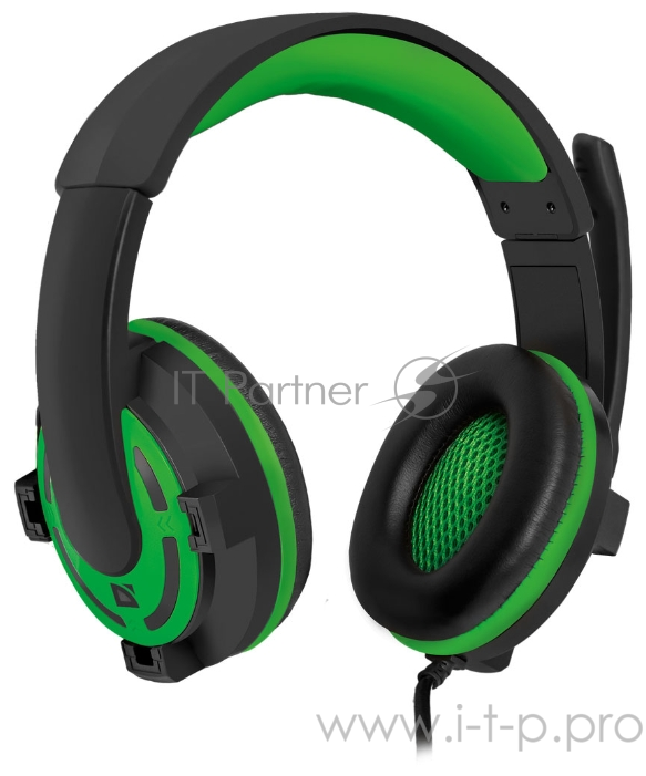 Игровая гарнитура Defender Warhead чёрно-зелёная (40 м, ПУ, G-300)