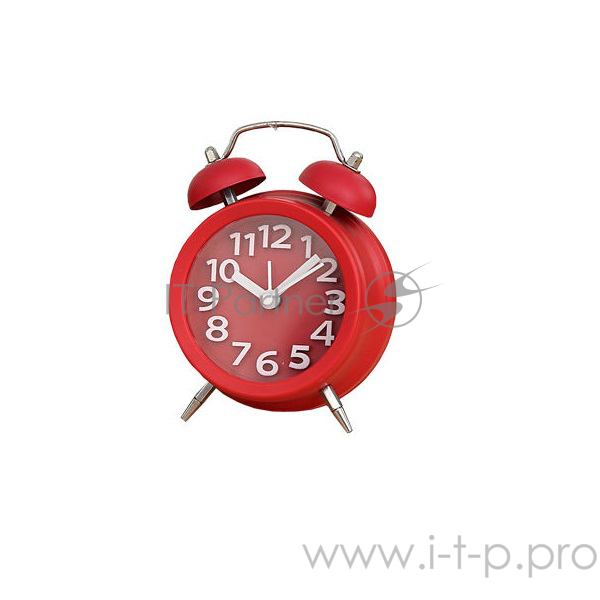 IRIT, IR-604, Будильник Круг, 7,4*3.8*9.6 см, питание от 1 батарейки типа AG13, 1,5В (в комплекте), цвет красный