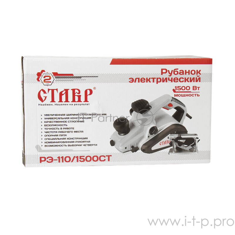 Рубанок СТАВР РЭ-110/1500СТ(220-240 В, 50Гц, мощность 1500Вт, число оборотов 16000 об/мин, максимальная глубина строгания 3,5мм, максимальная ширина строгания 110мм, длина шнура питания 3м, вес без станины 5,25кг. укомплектован станиной.)