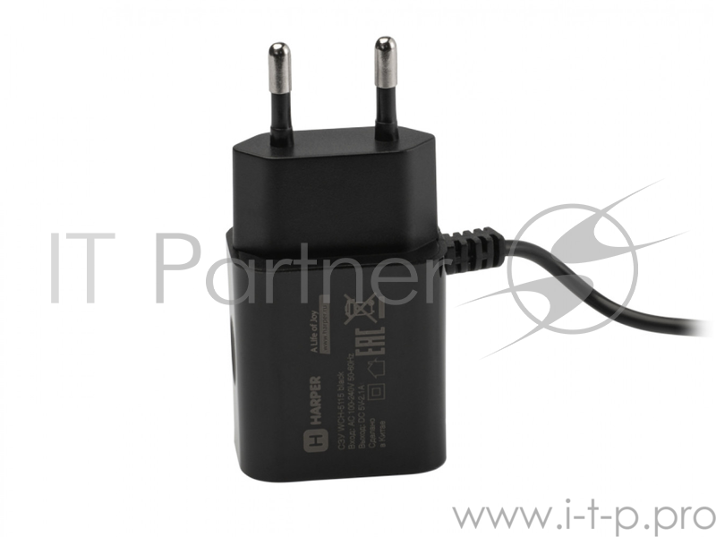 Сетевое зарядное устройство HARPER WCH-5115 BLACK 1xUSB 2.1A + кабель Lightning