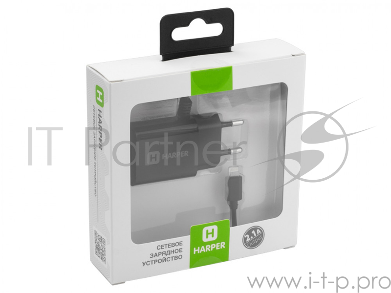 Сетевое зарядное устройство HARPER WCH-5115 BLACK 1xUSB 2.1A + кабель Lightning