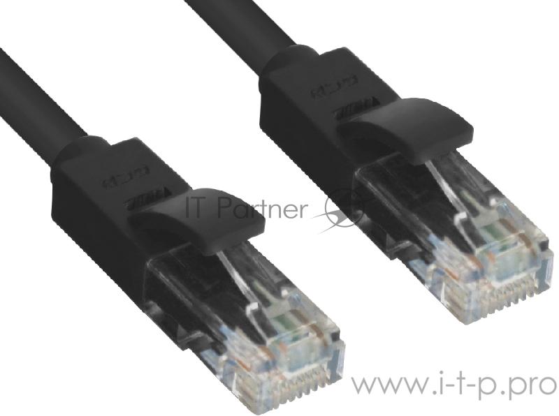 Патч-корд Greenconnect Патч-корд UTP прямой 0.3 m AWG24 кат.5е, RJ45, медь, литой, многожильный (Черный), пластик пакет (GCR-LNC06-0.3m)