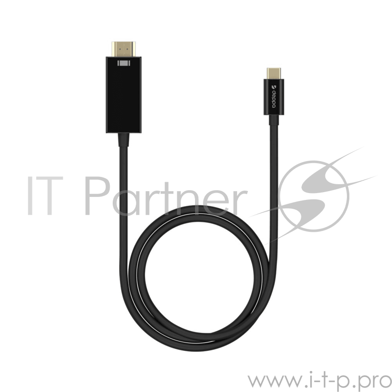 Кабель Deppa Кабель USB Type-C - HDMI, 4K, 60Hz, 1.8м, черный, Deppa