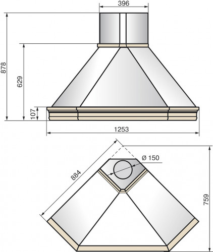 Вытяжка каминная Эликор Пергола 90П-650-П3Д бежевый/дуб неокр.