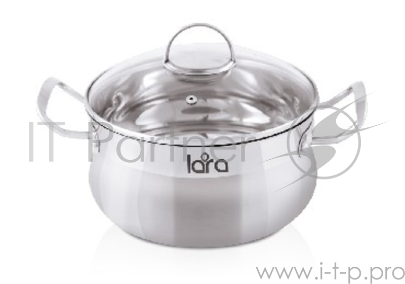 Кастрюля LARA LR02-53 GRACIA 4,2л LR02-53 (нерж) 22x11см, 4.2л, оцинк литые ручки,капсул индукц дно, крышка