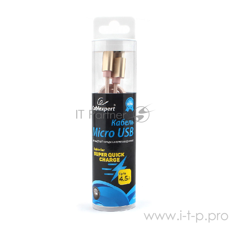 Кабель USB 2.0 Cablexpert CC-U-mUSB01Gd-1M, AM/microB, серия Ultra, длина 1м, золотой, блистер