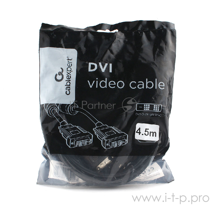 Кабель DVI-D single link Cablexpert CC-DVIL-BK-15, 19M/19M, 4.5м, черный, экран, феррит.кольца, пакет