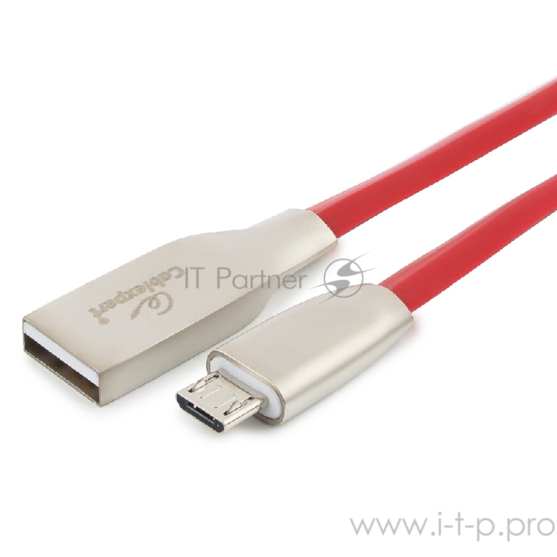 Кабель USB 2.0 Cablexpert CC-G-mUSB01R-3M, AM/microB, серия Gold, длина 3м, красный, блистер