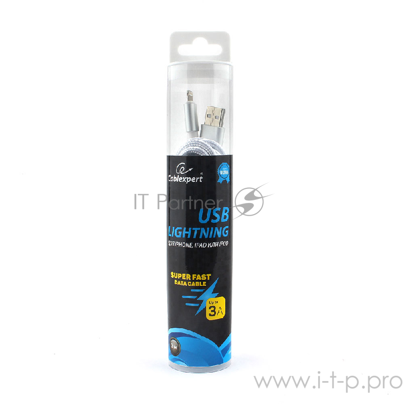 Кабель Cablexpert для Apple CC-U-APUSB02S-3M, AM/Lightning, серия Ultra, длина 3м, серебристый, блистер
