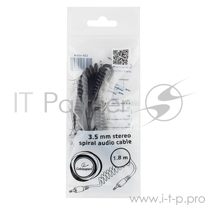 Кабель аудио Cablexpert CCA-405-6, джек3.5 / джек3.5, 2м, спиральный