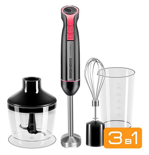 Блендер погружной Redmond RHB-2961 черный/красный