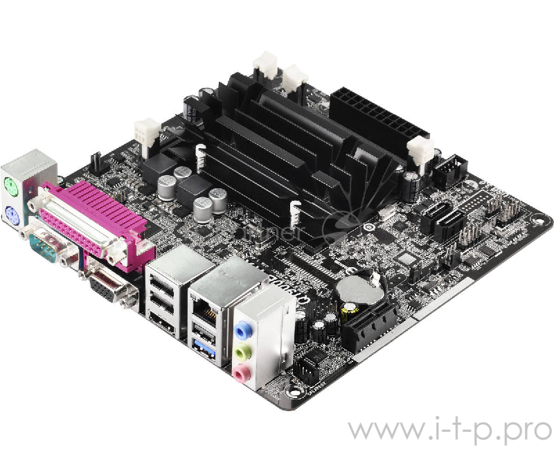 Материнская плата Asrock Q1900B-ITX + Celeron J1900 2xDDR3 SO-DIMM, Intel HD Graphics, 5.1CH, 1000 Мбит/с, USB3.0, D-Sub, HDMI, COM, LPT, Mini-ITX RTL